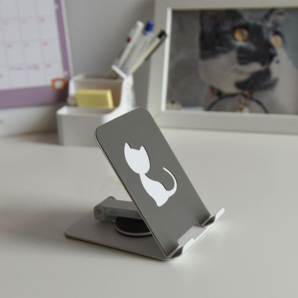 【解放雙手享受生活】貓咪款旋轉折疊平板手機支架 