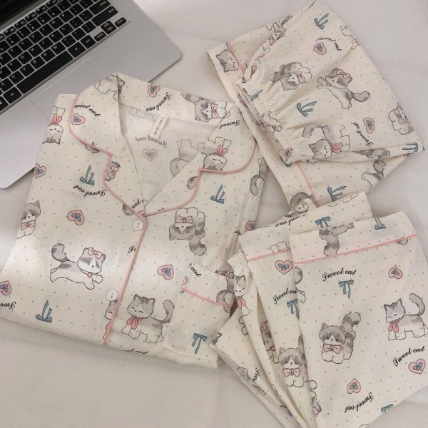 *售完不補【貓奴專屬居家服】雲朵貓居家睡衣三件套 共兩款 