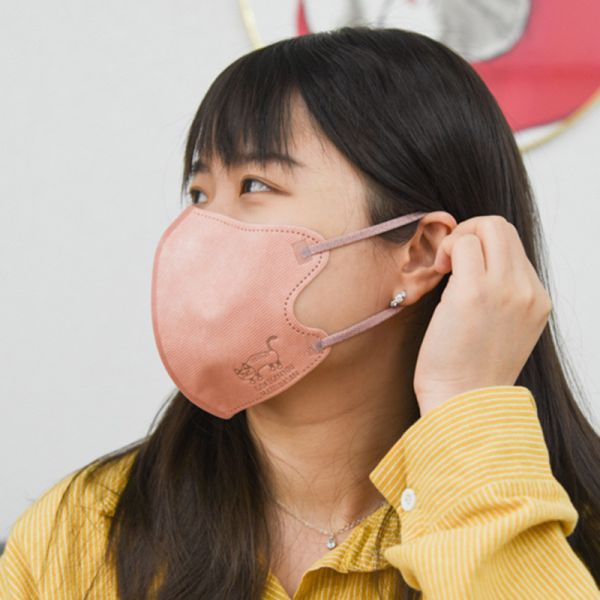 【可愛不擋防護力】kusuguru貓咪壓花3D口罩5入組 
