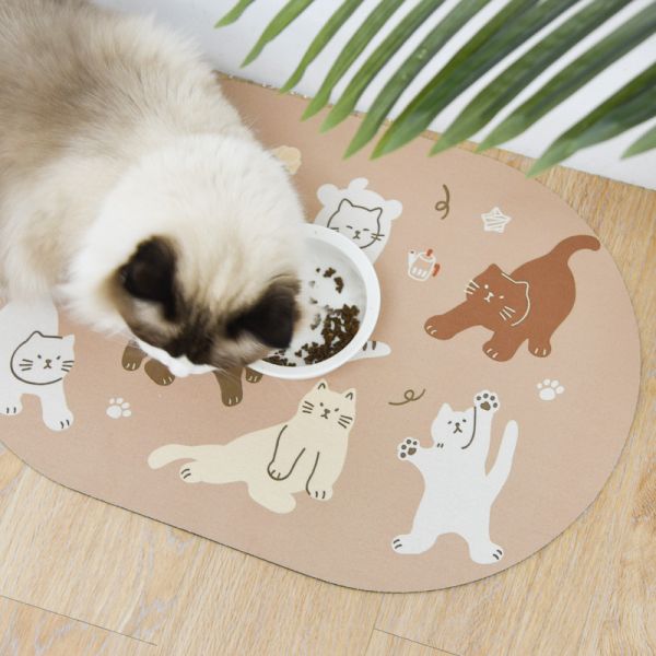 【保持腳底乾爽】下午茶小貓珪藻土地墊 