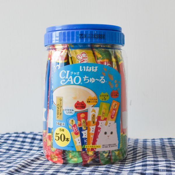 【活動贈品】CIAO啾嚕貓肉泥桶 50入 