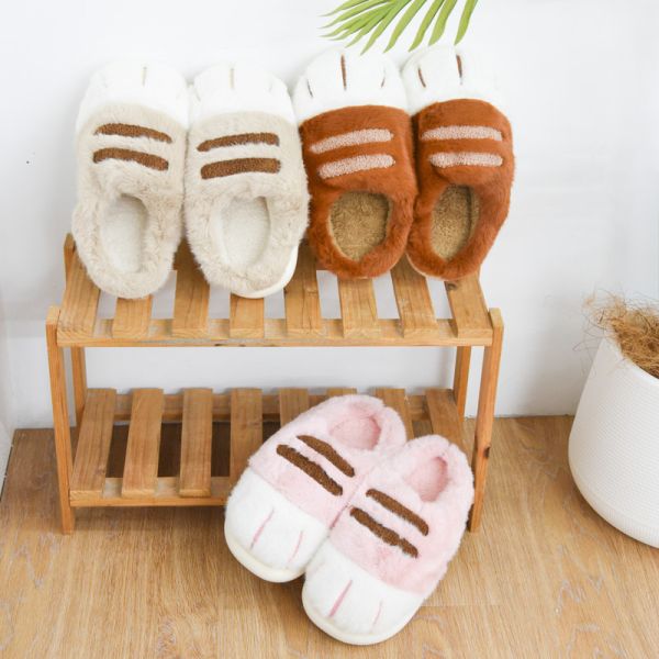 【軟糯糯腳感】毛絨貓掌保暖居家拖鞋 