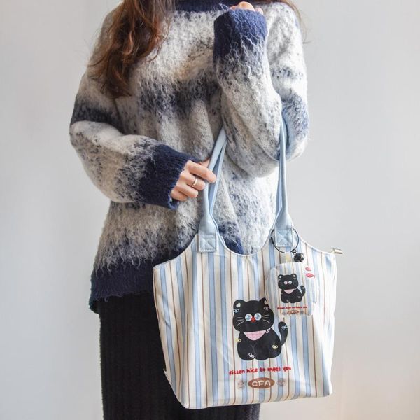 【大容量高CP值】高顏值可愛貓貓通勤托特包 附帶掛件 