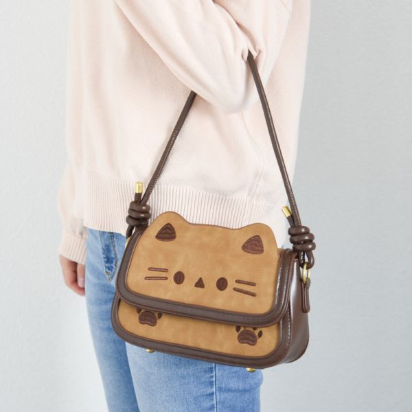 【美拉德風】質感復古貓方包*附贈帆布袋* 