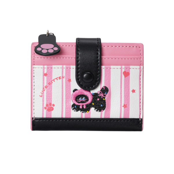 【一眼就心動】多巴胺刺繡貓咪短夾錢包 