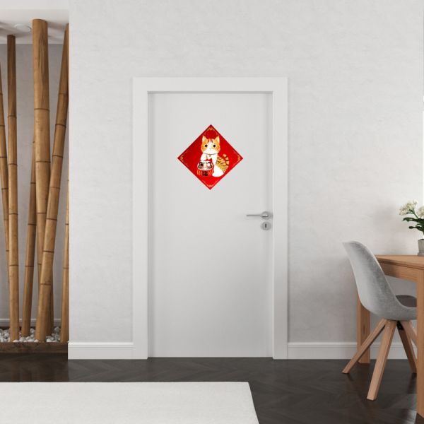 *限量30組售完不補【好運帶回家】貓樂園獨家設計貓貓達摩磁性春聯 