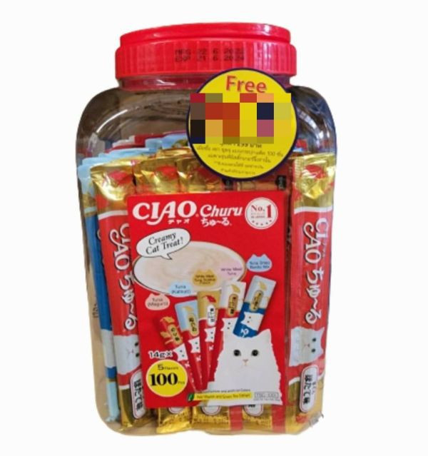【活動贈品】CIAO 100入肉泥桶(附贈品) 