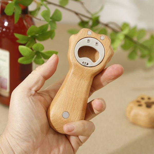 【美觀又實用】手工實木貓掌開瓶器 冰箱貼 