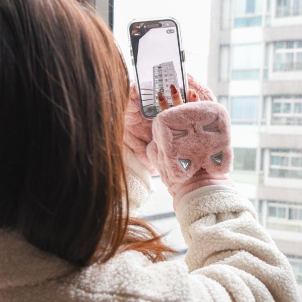 【貓系暖絨】軟絨貓加厚翻蓋手套 