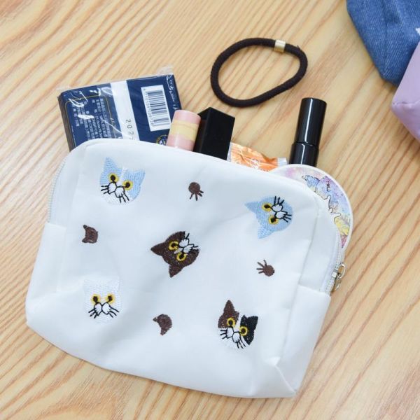 【貓奴隨身收納】刺繡貓頭化妝包 收納包 