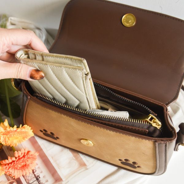 【美拉德風】質感復古貓方包*附贈帆布袋* 