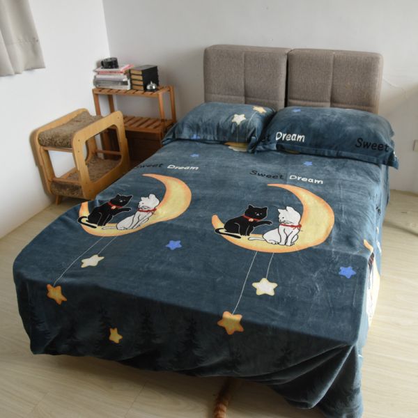 【一躺就融化】加厚牛奶絨床包三件套組 