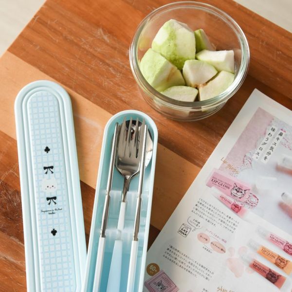 【環保又可愛】304不鏽鋼小貓環保餐具四件套 共兩色 