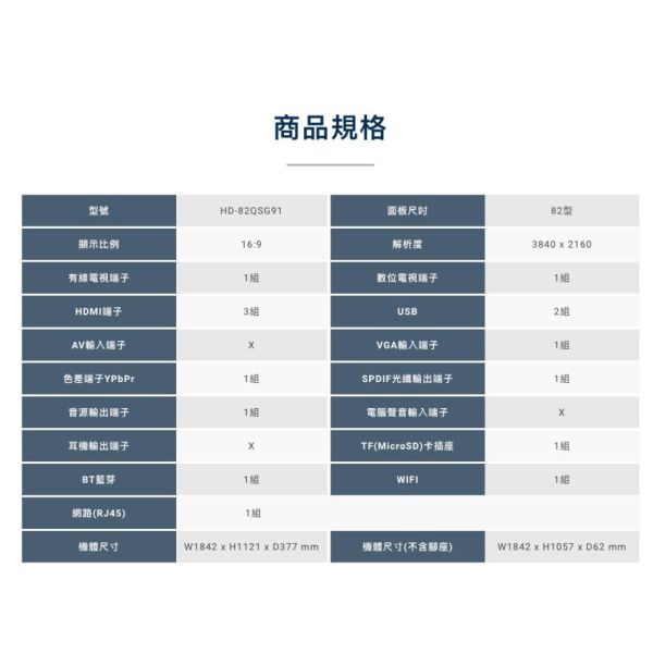 【聊聊再折】禾聯 HERAN QSF 4K HerTV 量子點系列  HD-82QSF91 請輸入9折碼A100 禾聯, HERAN QSF 4K HerTV 量子點系列  ,HD-82QSF91