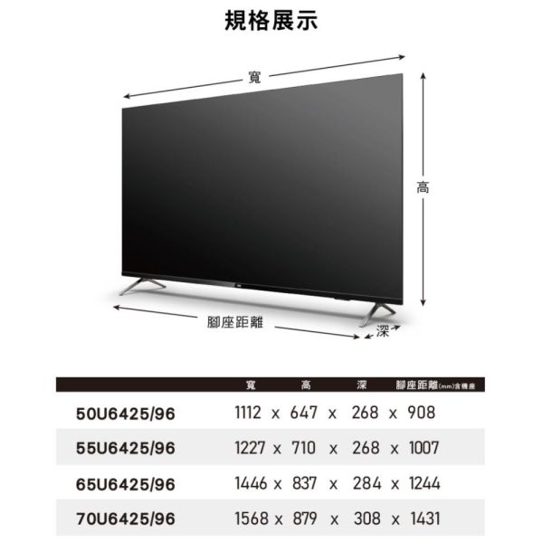 【聊聊再折】AOC 50型 4K HDR Android 10 液晶顯示器 50U6425 含運不安裝 AOC, 50型大型顯示器 ,50U6425