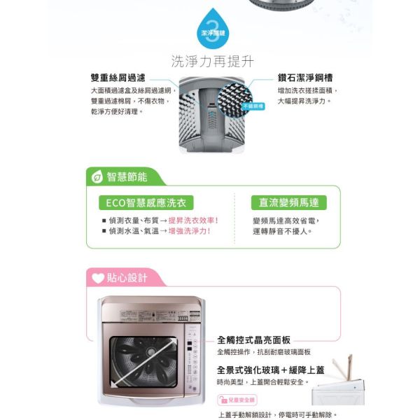 【聊聊再折】夏普 SHARP 超震波變頻洗衣機 ES-SDU17T 夏普洗衣機, Sharp 17公斤超震波變頻洗衣機 ,ES-SDU17T