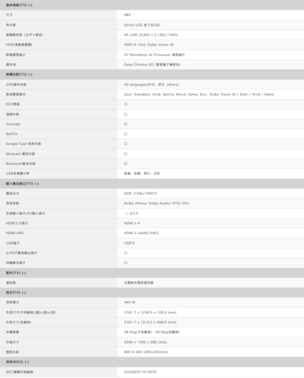 【聊聊再折】夏普 SHARP 98吋 AQUOS QLED 4K 連網 智慧液晶顯示器 4T-C98HN7000X 【聊聊再折】夏普 SHARP 98吋 AQUOS QLED 4K 連網 智慧液晶顯示器 4T-C98HN7000X