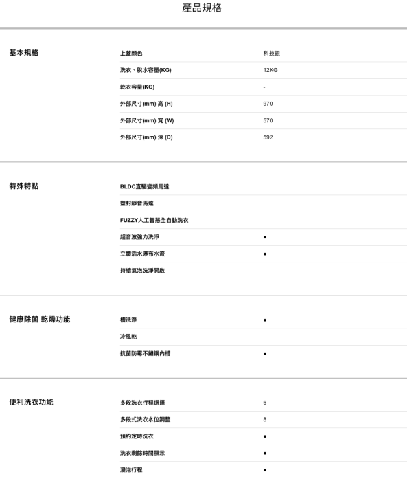 【聊聊再折】TECO 東元 12kg DD直驅變頻直立式洗衣機 W1268XS TECO 東元 12kg DD直驅變頻直立式洗衣機 W1268XS