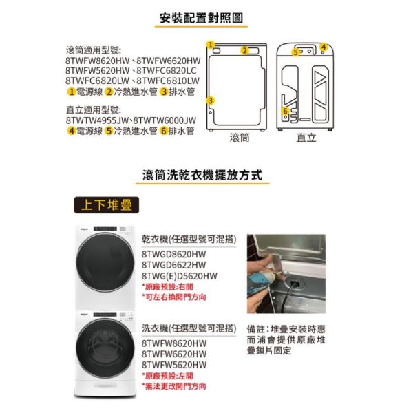 【聊聊再折】惠而浦 Whirlpool W Collection 17公斤 Load & Go滾筒洗衣機 8TWFW5620HW 惠而浦滾筒洗衣機, Whirlpool W Collection 17公斤 Load & Go滾筒洗衣機 ,8TWFW5620HW