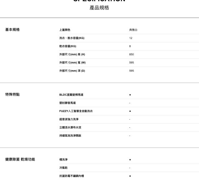 【聊聊再折】TECO 東元 12公斤 洗脫烘變頻滾筒洗衣機 WD1261HW TECO 東元 12公斤 洗脫烘變頻滾筒洗衣機 WD1261HW
