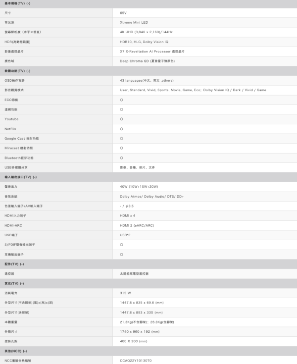 【聊聊再折】夏普 SHARP 65吋 AQUOS Mini LED 4K連網 智慧液晶顯示器 4T-C65HU8500X 【聊聊再折】夏普 SHARP 65吋 AQUOS Mini LED 4K連網 智慧液晶顯示器 4T-C65HU8500X