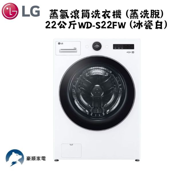 【聊聊再折】LG AI DD™蒸氣滾筒洗衣機 (蒸洗脫)｜22公斤｜WD-S22FW (冰瓷白) LG AI DD™蒸氣滾筒洗衣機 (蒸洗脫)｜22公斤｜WD-S22FW (冰瓷白)