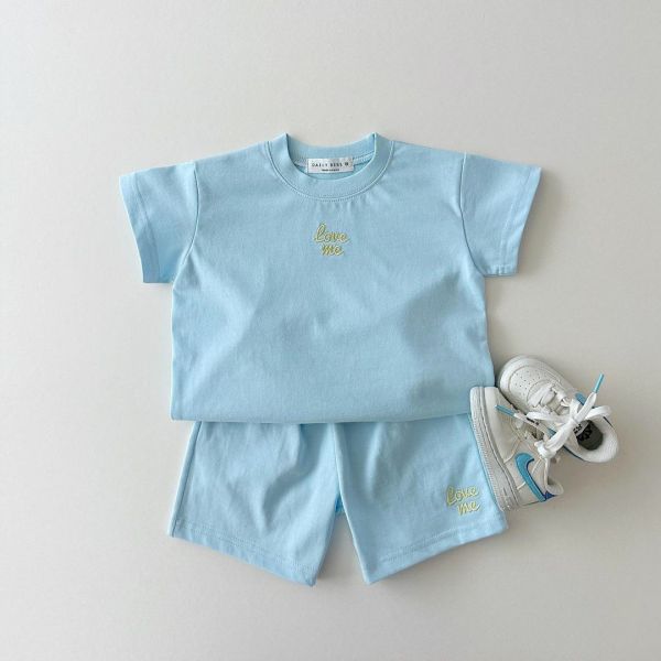 韓版字母刺繡短褲兩件套 