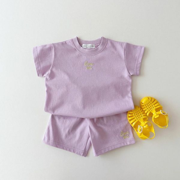 韓版字母刺繡短褲兩件套 