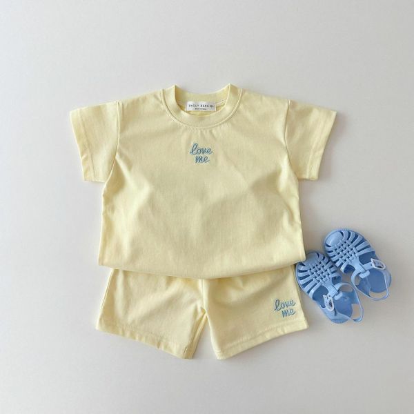韓版字母刺繡短褲兩件套 