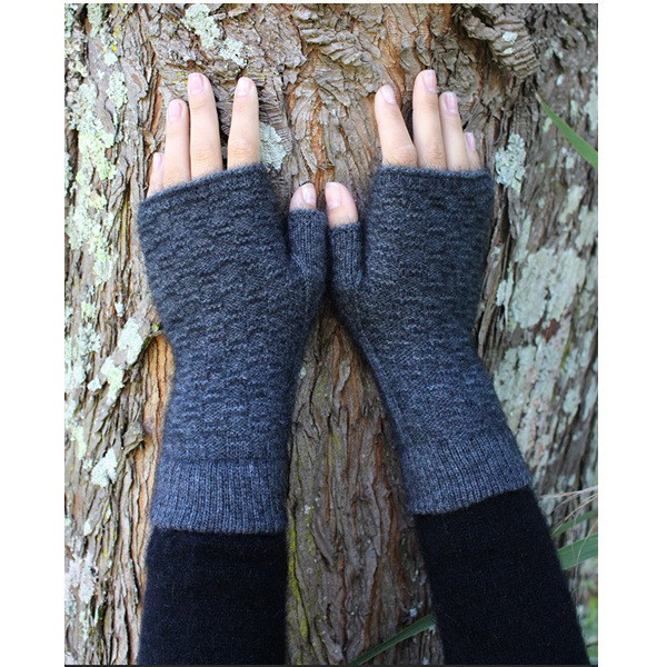 炭灰色織紋紐西蘭貂毛羊毛袖套露指手套 保暖手套,袖套,羊毛手套,露指手套