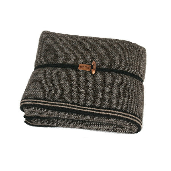 紐西蘭貂毛羊毛毯子142X180公分_黑X奶茶 