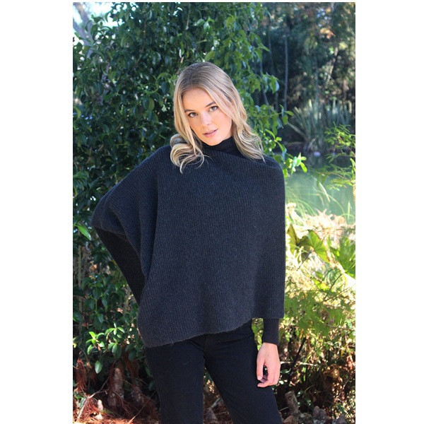 深灰100%紐西蘭駝羊毛斗篷披肩條紋織 