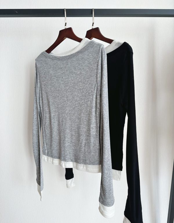 假兩件超彈上衣 針織上衣