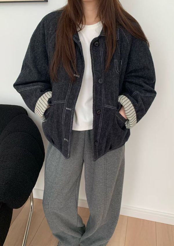 磨毛丹寧外套 舖棉外套