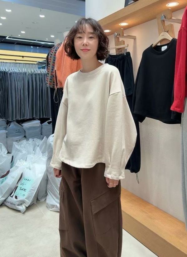 弧型手袖刷毛上衣 弧型袖上衣