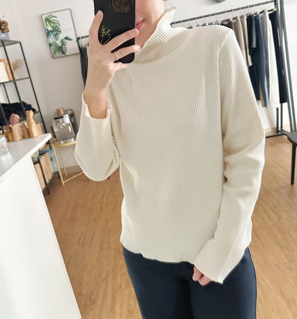 華夫格高領上衣 華夫格Ｔ