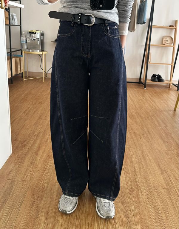 深丹寧小彎刀褲 彎刀褲