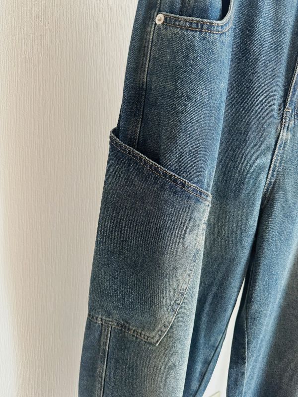 側口袋牛仔寬褲 牛仔寬褲