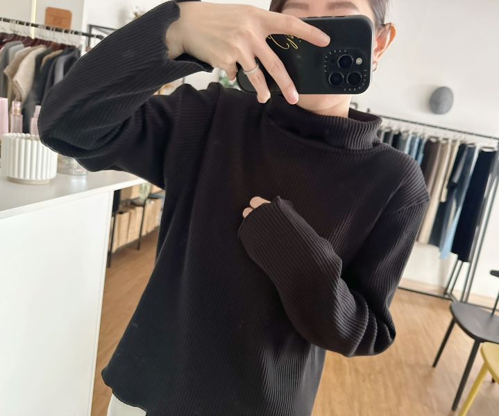 華夫格高領上衣 華夫格Ｔ