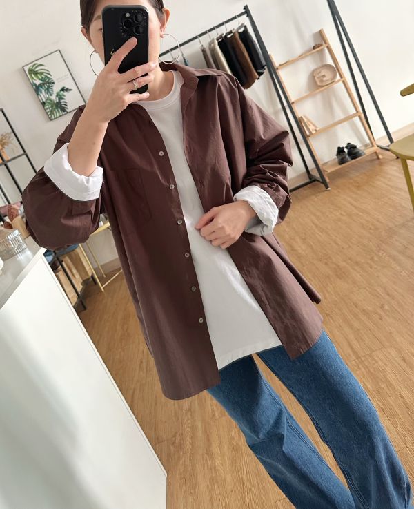 側釦挺版襯衫 側釦襯衫