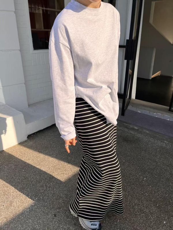 超彈橫條紋長裙 長裙