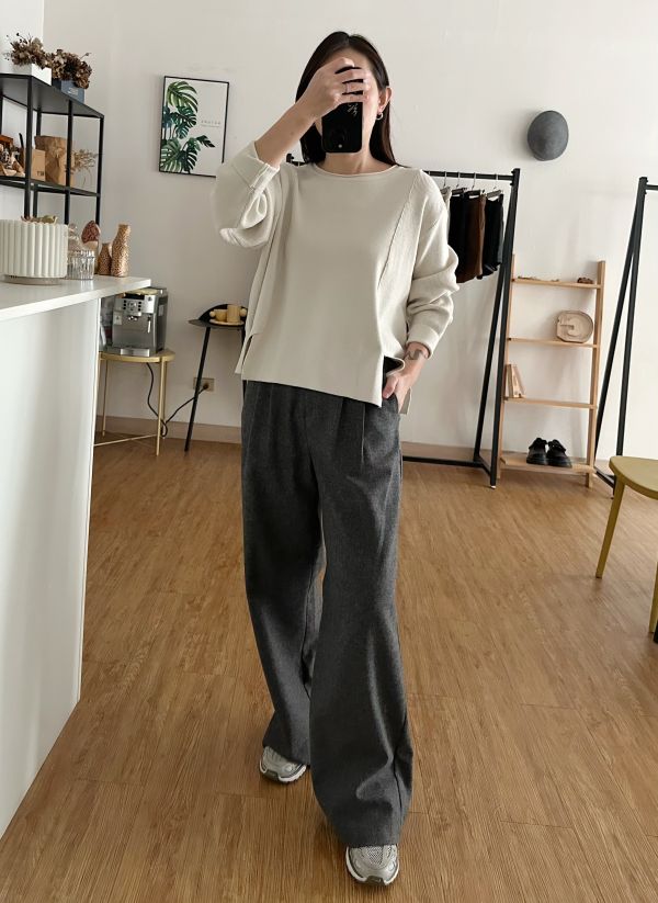 羊毛西裝寬褲 羊毛褲