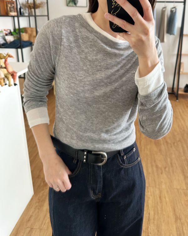 假兩件超彈上衣 針織上衣