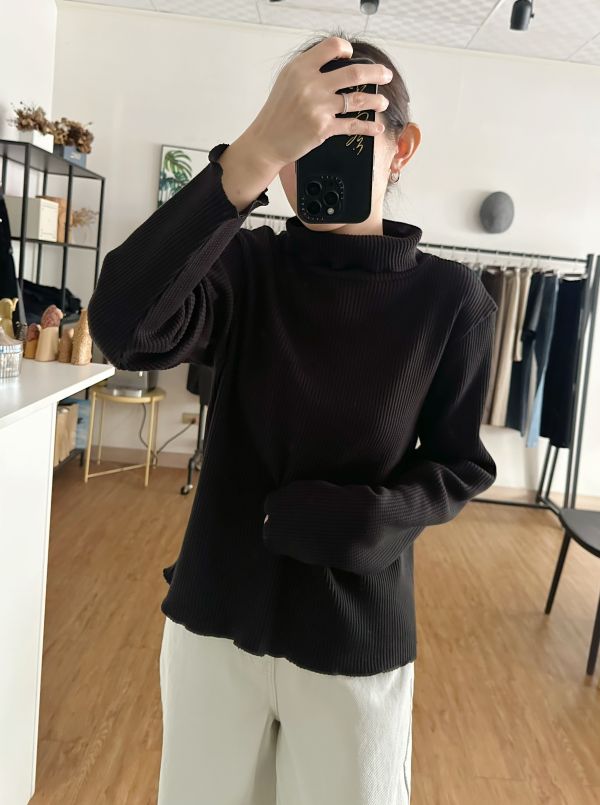 華夫格高領上衣 華夫格Ｔ