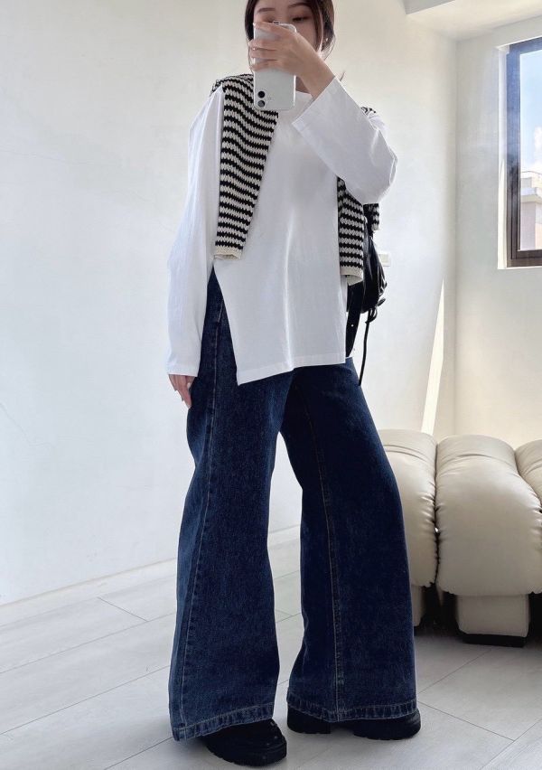 側開衩白Ｔ 白Ｔ