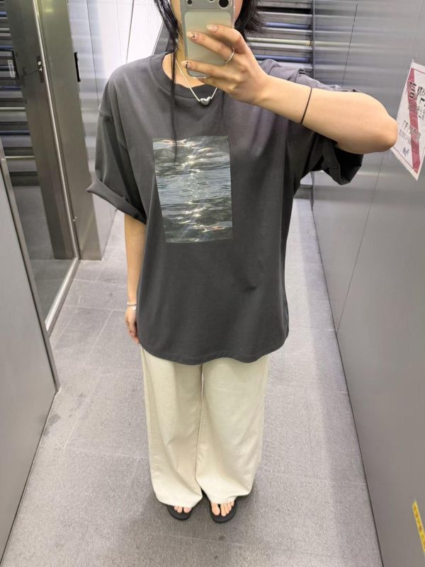 水波圖寬身Ｔ 寬身棉Ｔ
