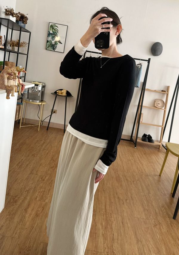 假兩件超彈上衣 針織上衣