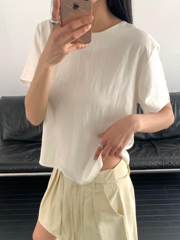 後開衩滑布上衣 後開衩上衣