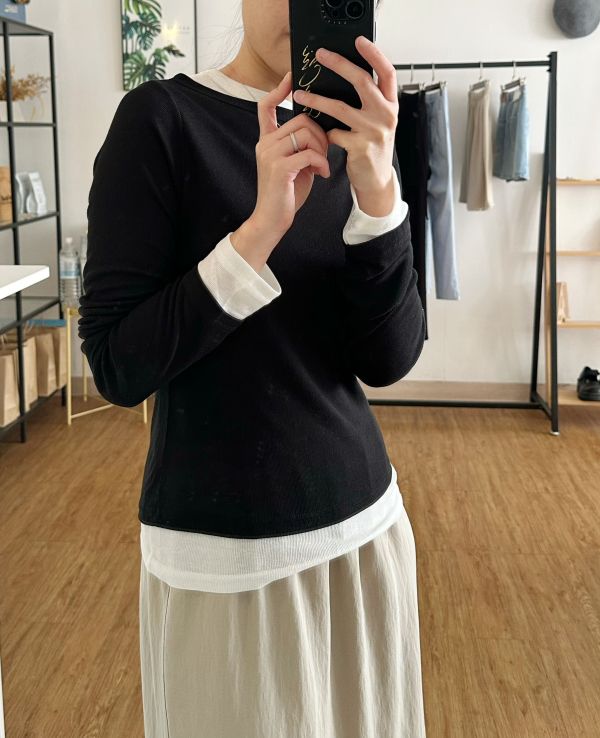 假兩件超彈上衣 針織上衣