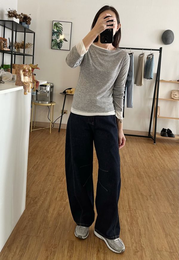 假兩件超彈上衣 針織上衣